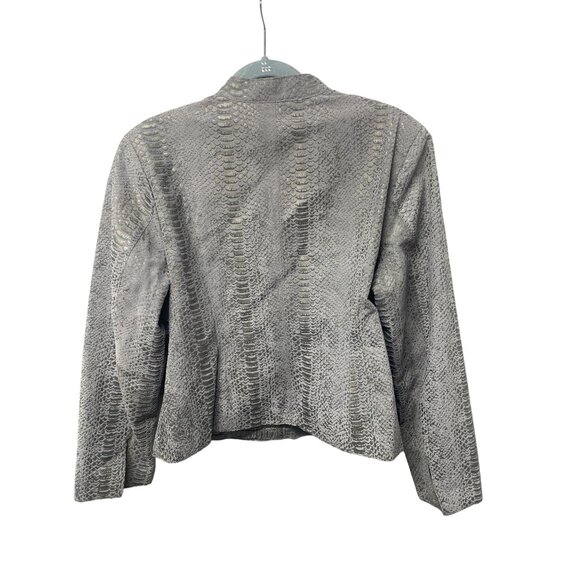 Pamela McCoy Leather Snakeskin print Gray Women’s Sz L shoulder pads - Picture 2 of 12
